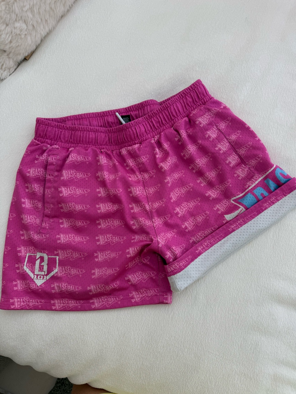 BL101 Athletic Shorts in Fuchsia with Graphic Accent - Picture 5 of 5